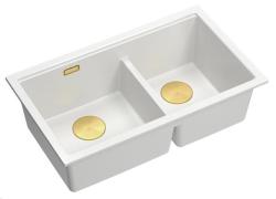 Quadri Newport II Kaksoisvalkoinen Graniittiallas 702 x 390 mm kultaisella tulppalla 1208971378