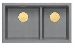 Quadri Newport II Kaksois Harmaa Graniitti Upotusallas 702 x 390 mm kultaisella tulppalla 1208971380