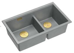 Quadri Newport II Kaksois Harmaa Graniitti Upotusallas 702 x 390 mm kultaisella tulppalla 1208971380