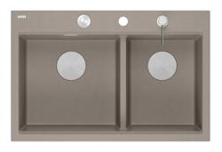 Quadri Hard Rock Tupla Taupe Graniitti Päälle asennettava Allas 76x50 cm, ruostumaton teräs tulpalla ja lisävarusteet 1208971402