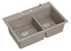 Quadri Hard Rock Tupla Taupe Graniitti Päälle asennettava Allas 76x50 cm, ruostumaton teräs tulpalla ja lisävarusteet 1208971402