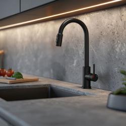 Quadri Viora Keittiöhana Musta 3-tie, jossa on ylimääräinen liitäntä suodatettua vettä varten 1208971403