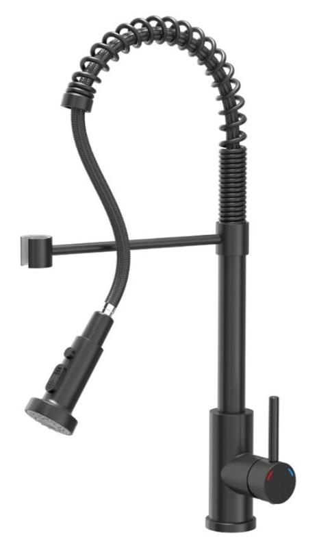 Quadri Redwick -keittiöhana musta, puolijoustavalla ulostulolla ja suihkulla, jossa on 2 suihkutyyppejä sekä vesiestotoiminto 1208971410