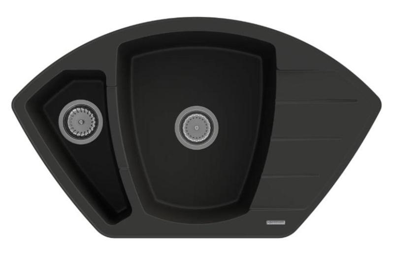 Graniteland Monte Graniittinen musta kulma-allas päälle asennettava 901x538mm teräksisellä pistokkeella 1208971413