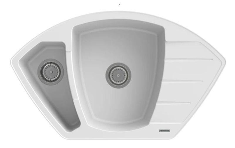 Graniteland Monte Graniittinen valkoinen kulma-altaan päälle asennettava 901x538mm ruostumattomalla teräsproppu 1208971415