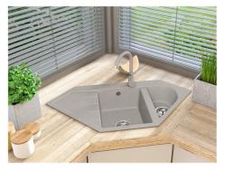 Graniteland Amiata Graniitti beige Kulma-allastaso päälle asennettava 965x496mm, ruostumattomalla teräksellä Tulppa 1208971417