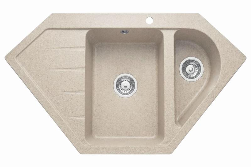 Graniteland Amiata Graniittinen beige kulmasäiliö, asennettava 955 x 489 mm, ruostumattomasta teräksestä valmistettu tulppa 1208971417