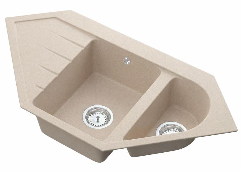 Graniteland Amiata Graniittinen beige kulmasäiliö, asennettava 955 x 489 mm, ruostumattomasta teräksestä valmistettu tulppa 1208971417