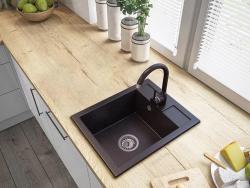Graniteland Prest Graniitti Arduin kivilook-altaan Tapwing hana-aukolla päälle asennettava 400x500mm RVS-tulpalla 1208971420