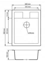 Graniteland Prest Graniittinen valkoinen pesuallas Tapwing hanareiällä, päälle asennettava 400x500mm RVS-tulpalla 1208971424