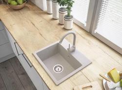 Graniteland Nera Graniittiallas 45x42 cm Beige Päälleasennus hana-aukolla ja RST Tulppa 1208971434