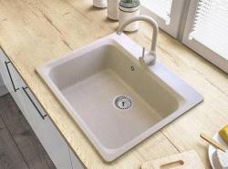 Graniteland Vastone Graniittiallas 619x522 mm Beige Päälle asennettava hana-aukolla ja RST Tulppa 1208971444