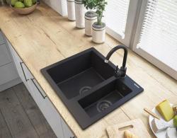 Graniteland Adda Graniittinen musta 1.5 Allas Päälle asennus 600x495mm 1208971454