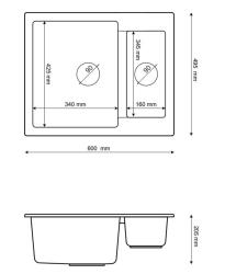 Graniteland Adda Graniittinen Valkoinen 1.5 Allas Päällekkäinen 600x495mm 1208971455