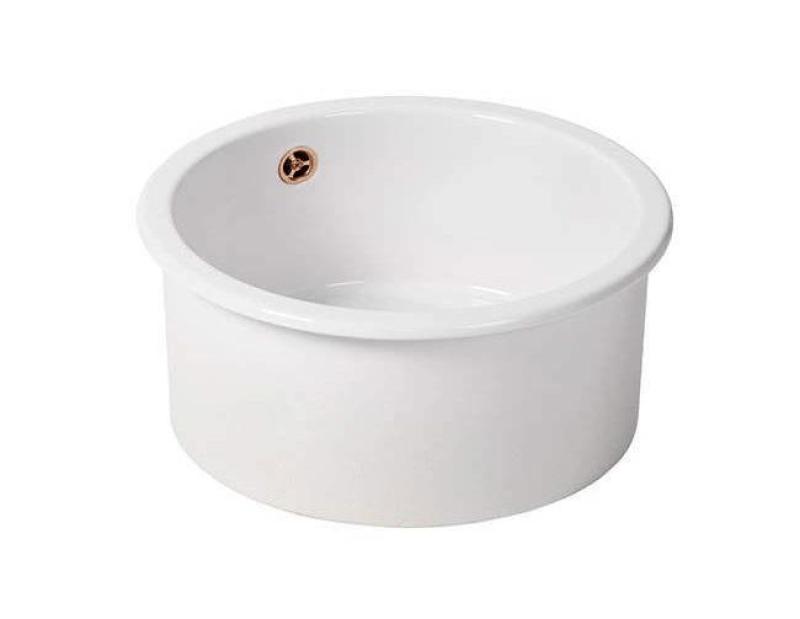 Ausmann Ceramic Ember Ceramic White Round Sink Above-counter and Under-counter with Copper plug 1208971462