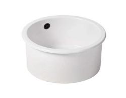 Ausmann Ceramic Ember Keramiikka Valkoinen Pyöreä Päälle ja Alasrakennettu pesuallas Mustalla tulppalla 1208971464