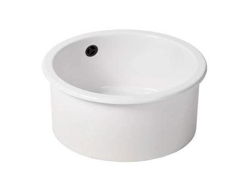 Ausmann Ceramic Ember Ceramic White Round Sink Top Mount and Under Mount with Black Plug 1208971464