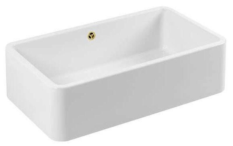 Ausmann Ceramic Mira Ceramic White Sink - Undermount and Intermediate 795 x 460 mm with Gold plug 1208971466