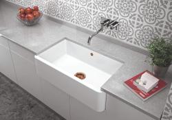 Ausmann Ceramic Mira Keramiikka Valkoinen Pesuallas - Alakaappiin ja Välitilaan 795 x 460 mm, Kuparinen Tulppa 1208971467