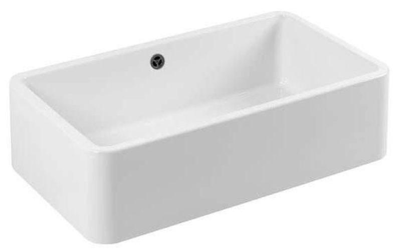 Ausmann Ceramic Mira Ceramic White Sink - Undermount and Intermediate 795 x 460 mm with Gun Metal Plug 1208971468