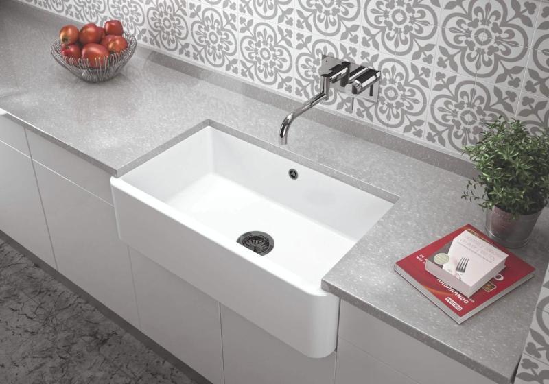 Ausmann Ceramic Mira Ceramic White Sink - Undermount and Intermediate 795 x 460 mm with Gun Metal Plug 1208971468