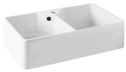 Ausmann Ceramic Mira Keraaminen Valkoinen Kaksoisallas - Ala- ja väliosa 793 x 450 mm hanareiän kanssa ja Gun metal tulppa 1208971478