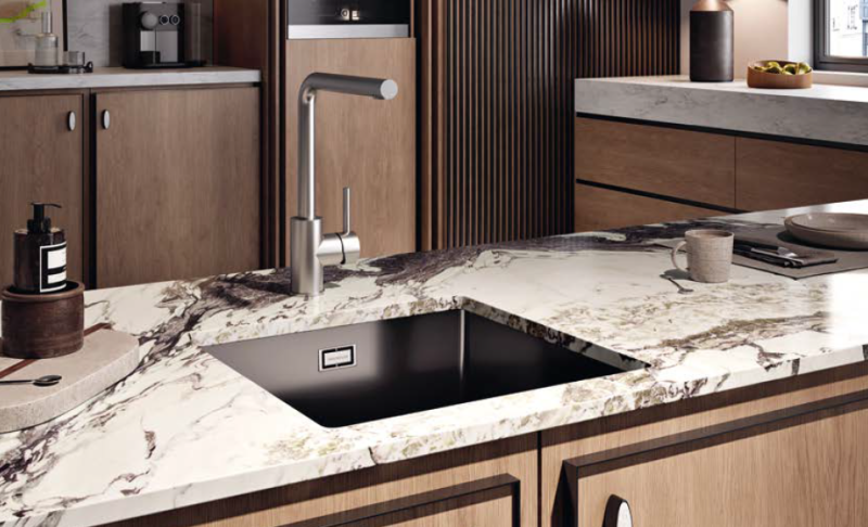 Ausmann Ceramic Ember Keramiikka Matta Musta Neliö Upotettava ja Alapohja 40 x 40 cm kultaisella tulppa 1208971486