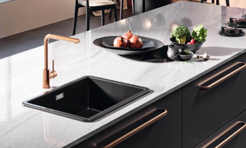 Ausmann Ceramic Ember Ceramic Mat Black Square Built-in and Undermount Sink 40 x 40 cm with Black Plug 1208971489