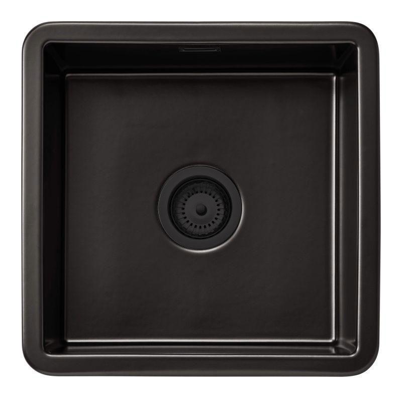 Ausmann Ceramic Ember Ceramic Mat Black Square Built-in and Undermount Sink 40 x 40 cm with Black Plug 1208971489