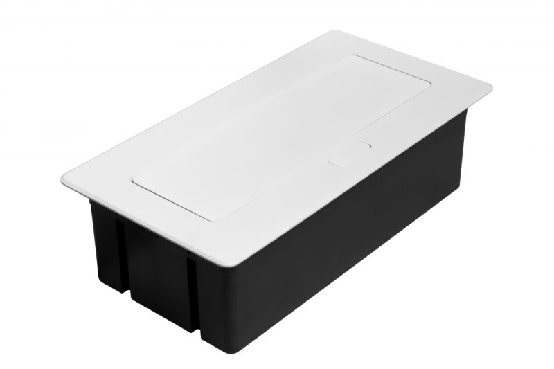 MULTISOFT Huonekalupistorasia 2x Maadoitettu Pistorasia, USB A+C, RJ45, Virtajohto Pistokkeella, Valkoinen