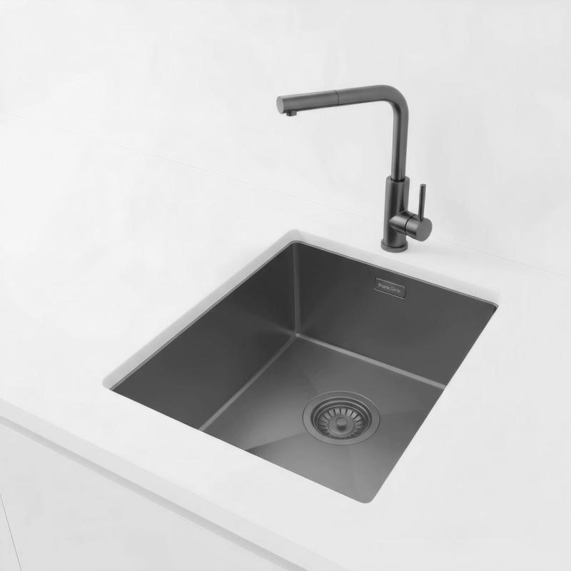Pure.Sink Luxion Gun metal -tiskiallas 36x40 cm, alakaappiasennus, tasoasennus ja päälleasennus PLX3640-61