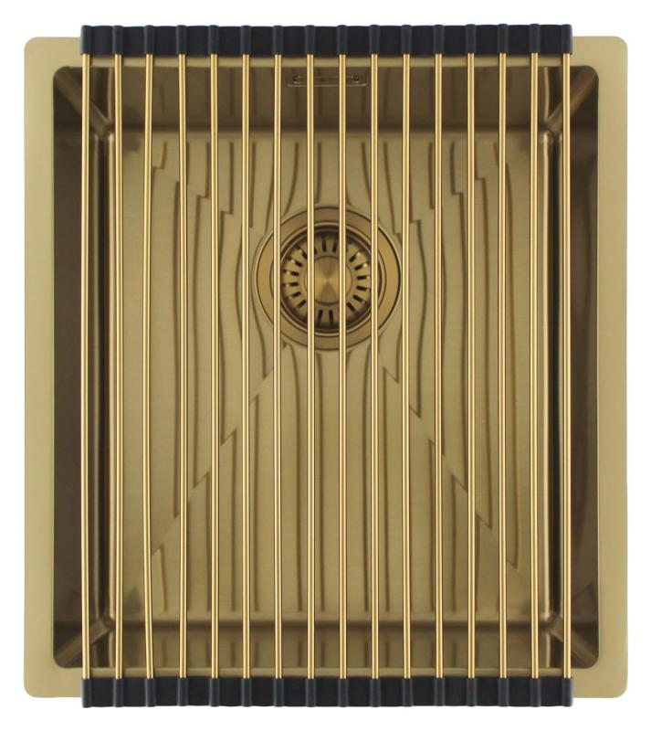 Pure.Sink Luxion Kultaiset pesualtaat 36x40 cm, alakaappi, tasoasennus ja pinta-asennus PLX3640-60