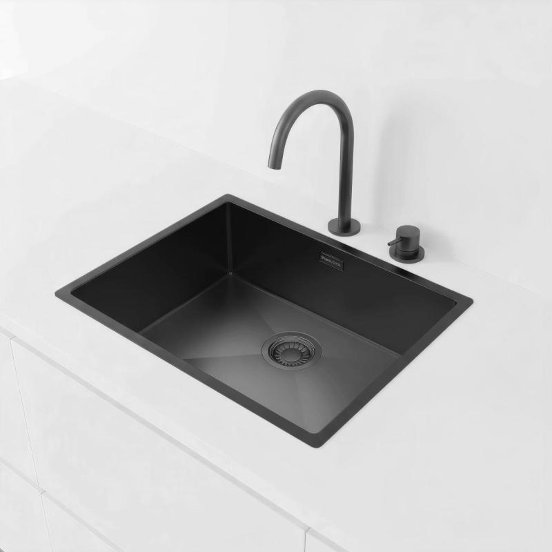 Pure.Sink Luxion PVD Musta pesuallas 50x40 cm, alakaappi, tasoasennus ja pinta-asennus PLX5040-63