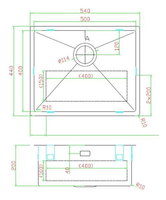 Pure.Sink Luxion PVD Musta pesuallas 50x40 cm, alakaappi, tasoasennus ja pinta-asennus PLX5040-63