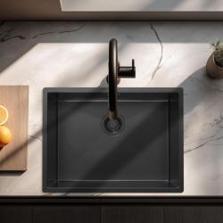 Pure.Sink Luxion PVD Musta pesuallas 55x40 cm, alakaappi, tasoasennus ja pinta-asennus PLX5540-63