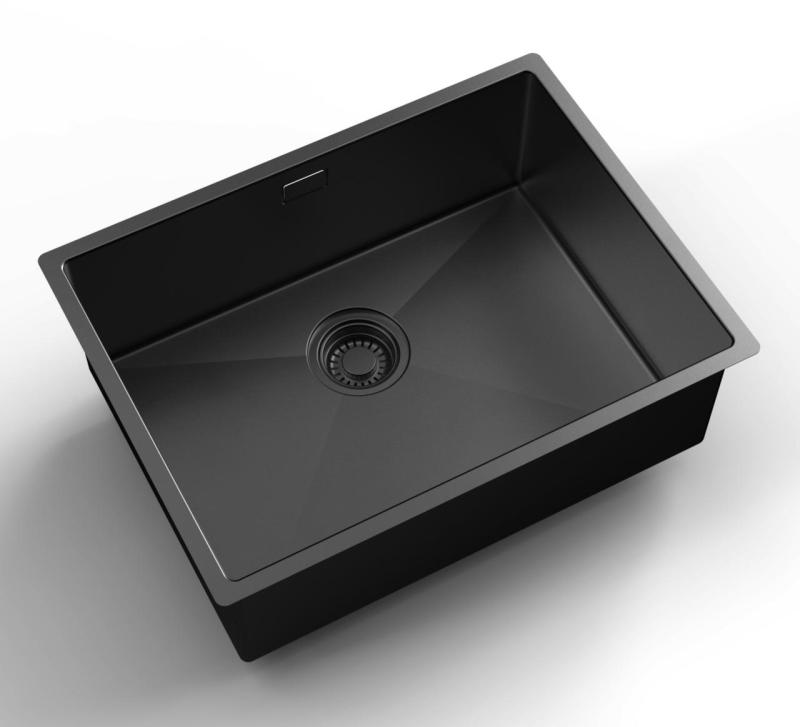 Pure.Sink Luxion PVD Musta pesuallas 55x40 cm, alakaappi, tasoasennus ja pinta-asennus PLX5540-63