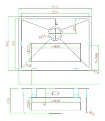 Pure.Sink Luxion Kultainen pesuallas 55x40 cm, alakaappi, tasoasennus ja pinta-asennus PLX5540-60