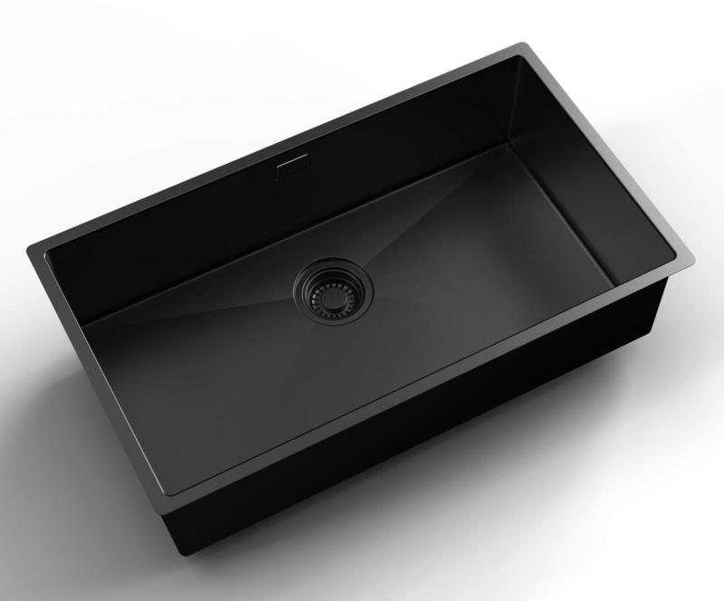 Pure.Sink Luxion Suuri PVD-musta pesuallas 74x40 cm, alakaappi, tasoasennus ja pinta-asennus PLX7440-63