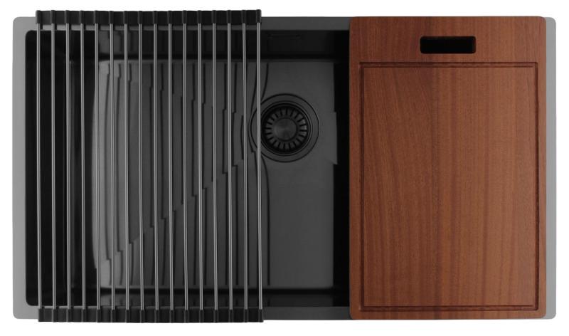 Pure.Sink Luxion Suuri Gun metal -tiskialtaan 74x40 cm alakaappi, tasoasennus ja pinta-asennus PLX7440-61