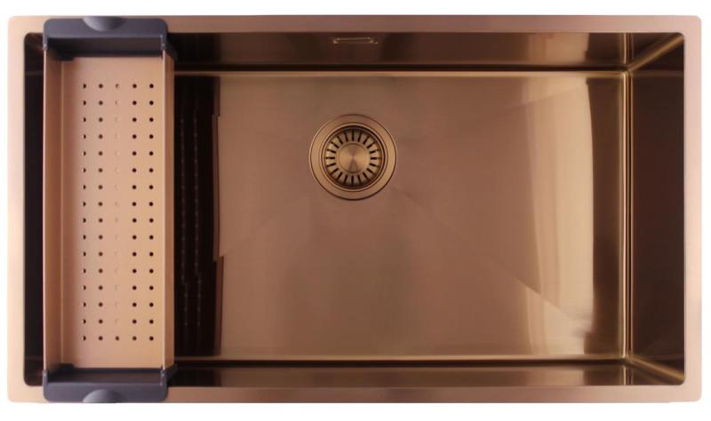 Pure.Sink Luxion Suuri kuparinen pesuallas 74x40 cm, alakaappi, tasoasennus ja pinta-asennus PLX7440-62