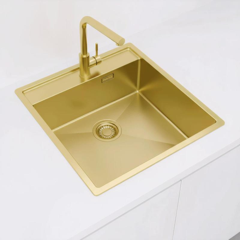 Pure.Sink Luxion Kultaiset pesualtaat 51x50 cm Tapwing hananreikäpankki PLX5150T-60