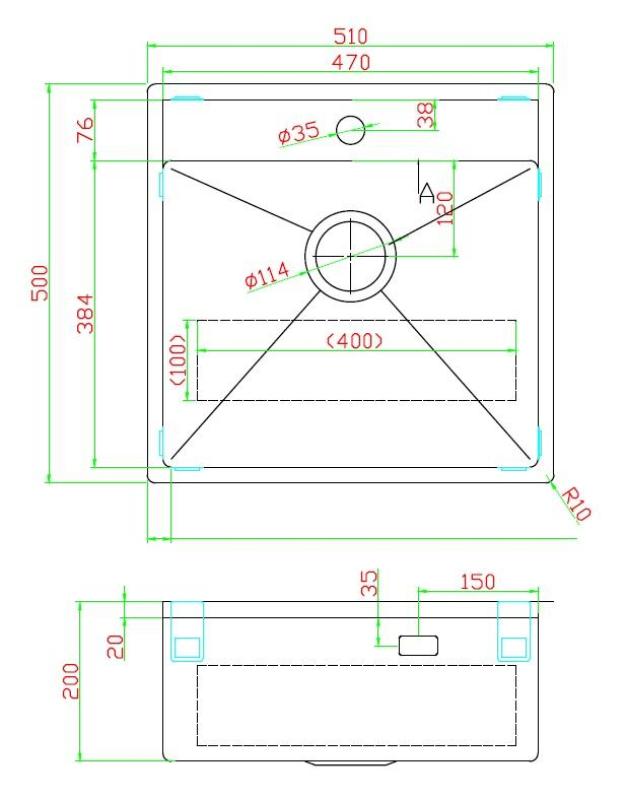 Pure.Sink Luxion Kuparinen pesuallas 51x50 cm Tapwing hananreikäpankki PLX5150T-62