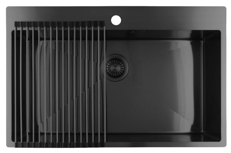 Pure.Sink Luxion Suuri Gun metal -tiskialtaan 78x50 cm Tapwing hanan kiinnitysputki PLX7850T-61