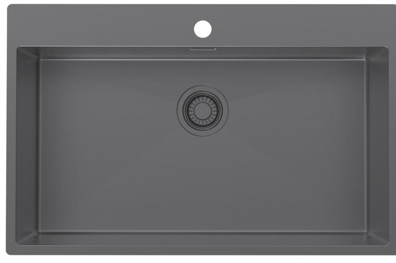 Pure.Sink Luxion Suuri Gun metal -tiskialtaan 78x50 cm Tapwing hananreiän peitelevy PLX7850T-61