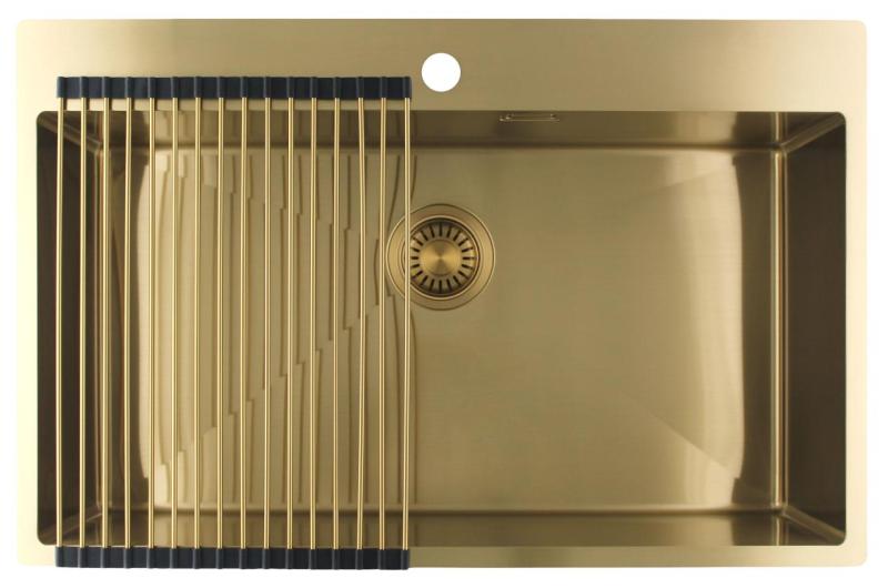 Pure.Sink Luxion Suuri kultainen pesuallas 78x50 cm Tapwing hananreikäpankki PLX7850T-60
