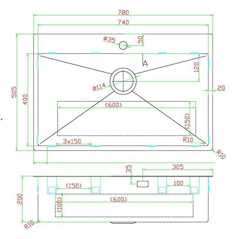 Pure.Sink Luxion Suuri kultainen pesuallas 78x50 cm Tapwing hananreikäpankki PLX7850T-60