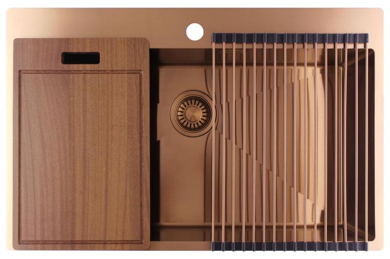 Pure.Sink Luxion Suuri kuparinen pesuallas 78x50 cm Tapwing hanan kiinnityspaikka PLX7850T-62