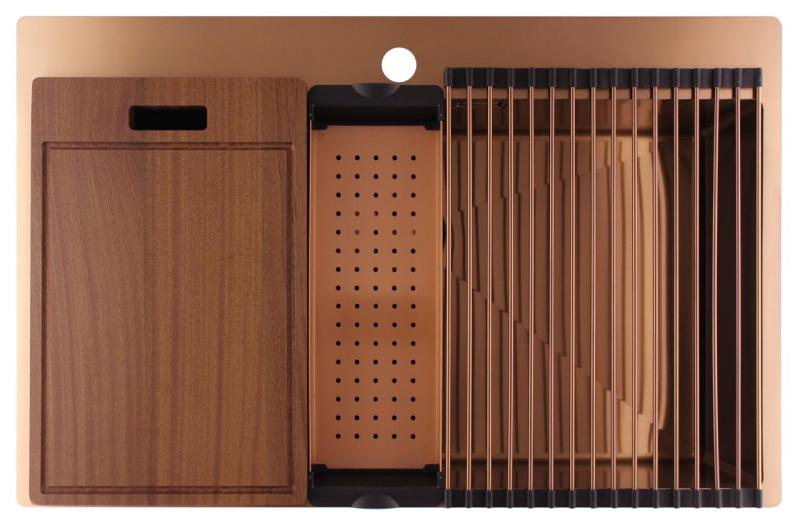 Pure.Sink Luxion Suuri kuparinen pesuallas 78x50 cm Tapwing hanan kiinnityspaikka PLX7850T-62