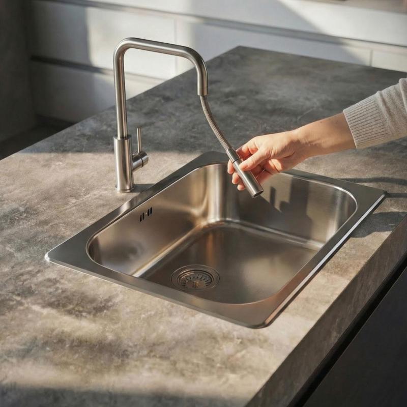 Pure.Sink Luxion massiivinen ruostumaton teräs keittiöhanat neliön muotoinen ulosvedettävä suutin PLXSQUA-02