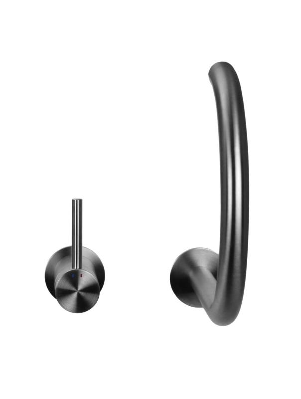 Pure.Sink Luxion 2-reikäinen massiivinen ruostumaton teräs keittiöhanat pyöreällä ulostulolla PLX2HR-02